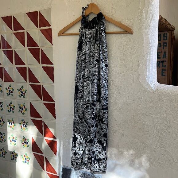 Paisley Print Halter Neck Backless Dress Women Size Small - Picture 1 of 5